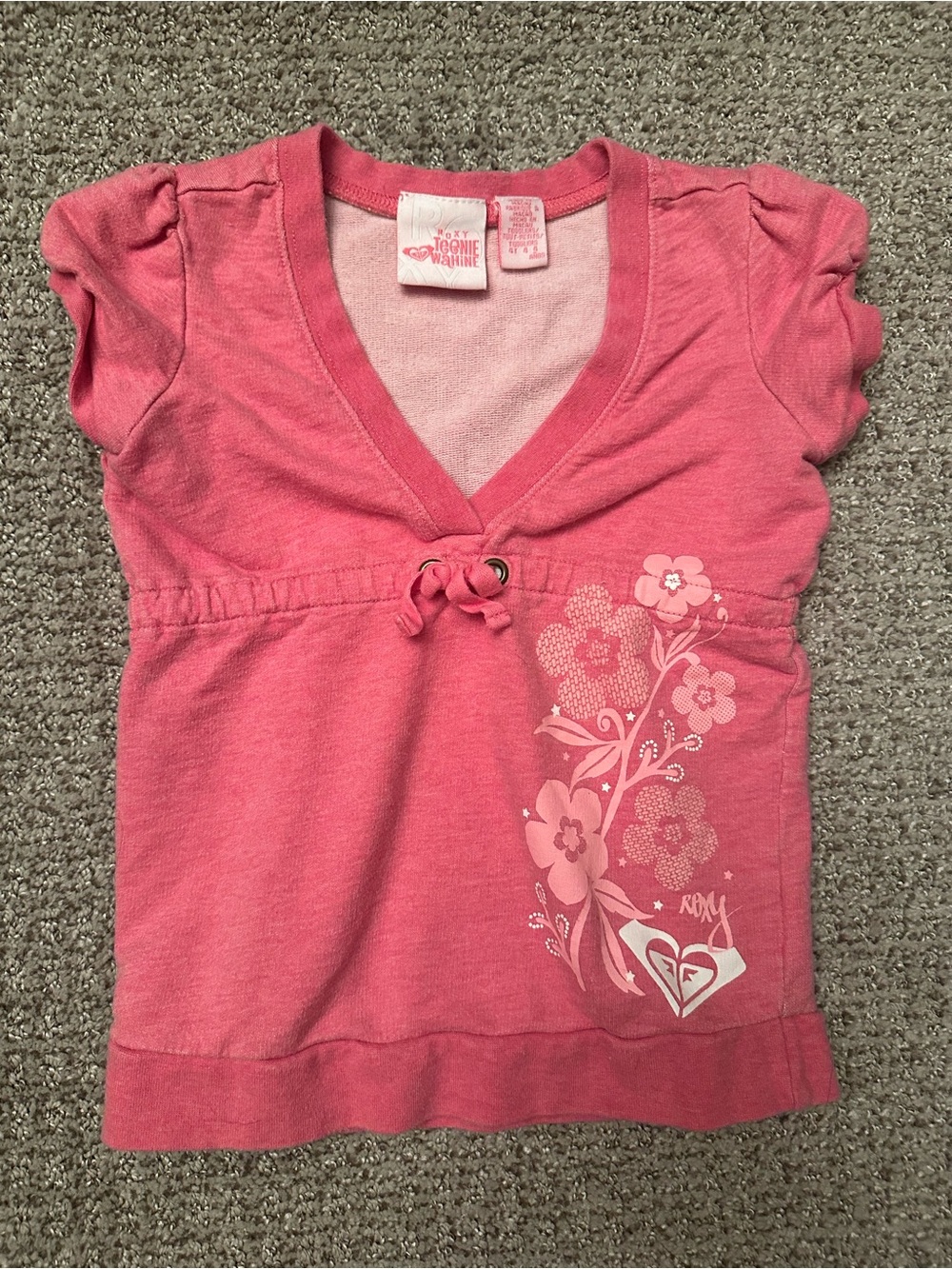 Roxy Girls' Pink Floral V-Neck Top Size 4T